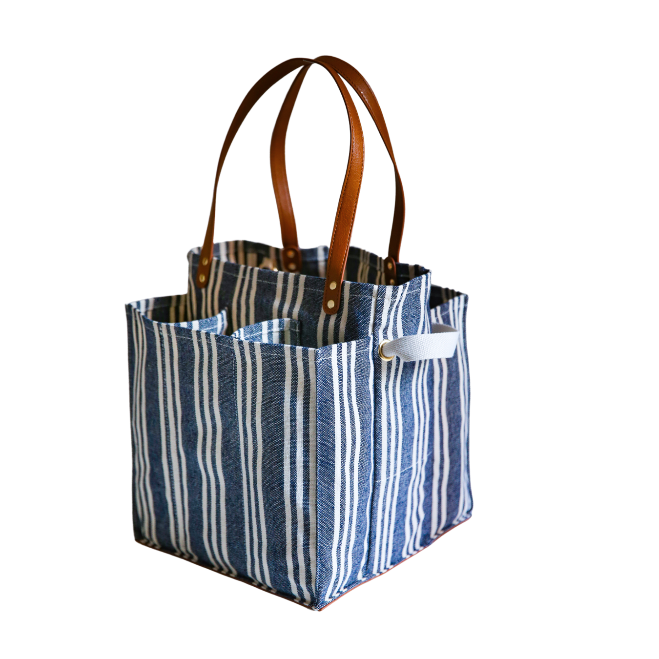 CapaBunga® Heavy-Duty Canvas Tote Bag | Reusable Multi-Pocket Market Tote with Brown Handles & Base