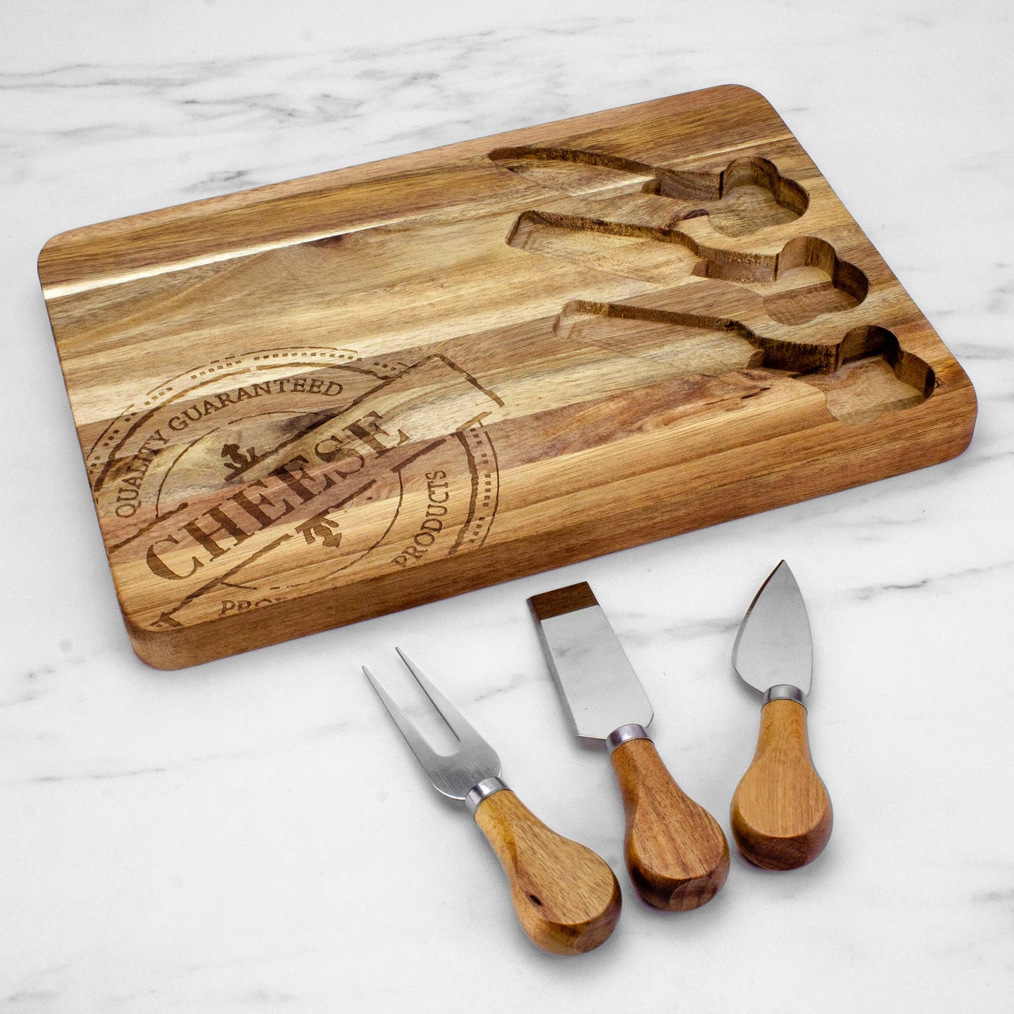 Totally Bamboo - 4-Pc. Acacia Wood Cheese Board & Cheese Tool Set