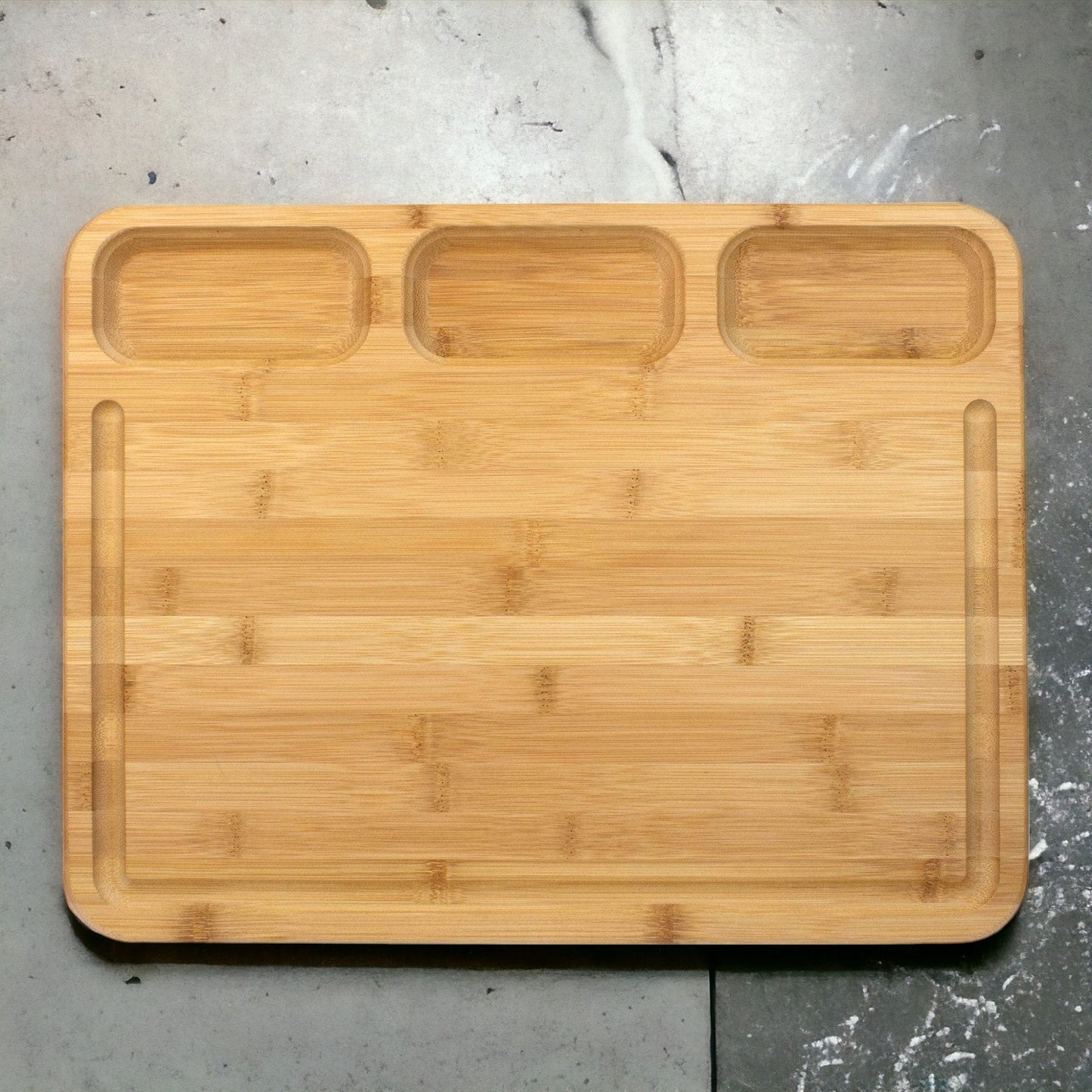 Totally Bamboo 3 Well Kitchen Prep Cutting Board with Juice Groove