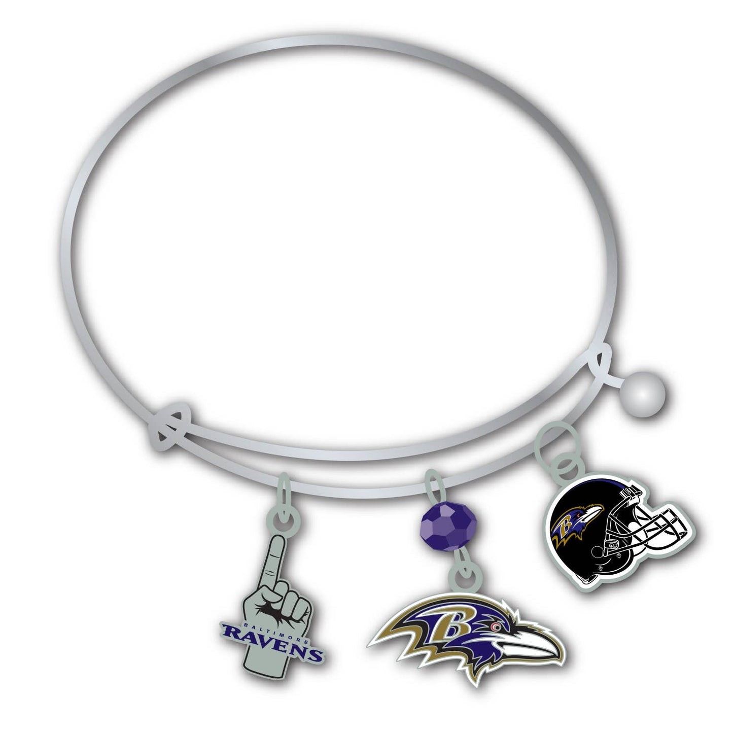 Mojo Licensing - NFL Baltimore Ravens 3 Charm Bracelet