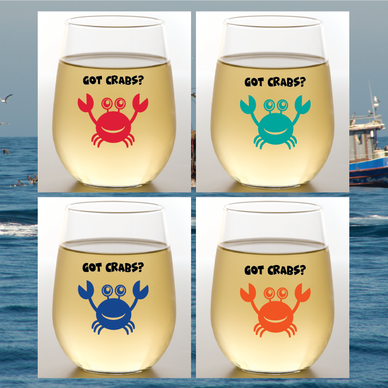 Wine-Oh! - GOT CRABS? Shatterproof Wine Glasses- 4 pack