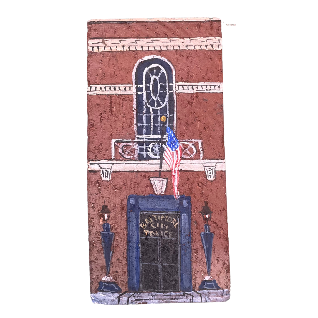 Linda Amtmann Hand Painted Brick - Baltimore City Police Station