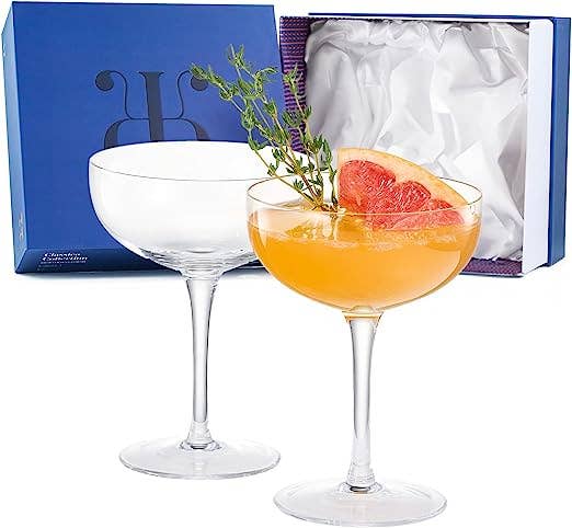 The Wine Savant - Premium Hand-Blown Luxury Coupe Glass Set of 2 | 7.4oz