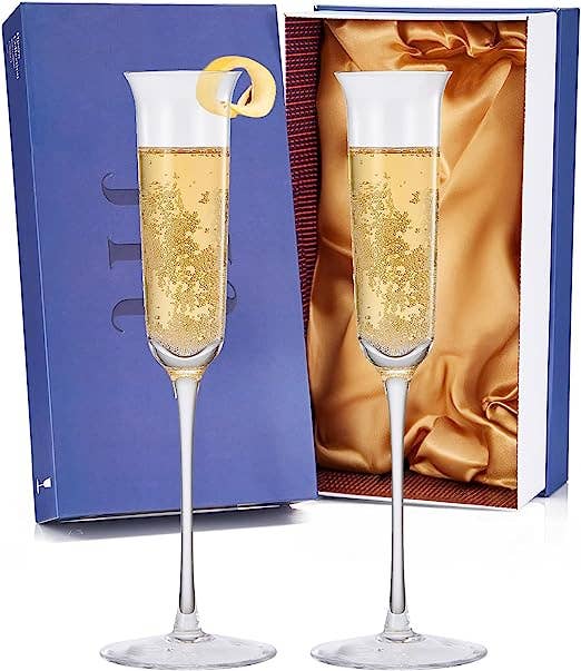 The Wine Savant - Vintage Crystal Champaign Flute Glasses, Set of 2