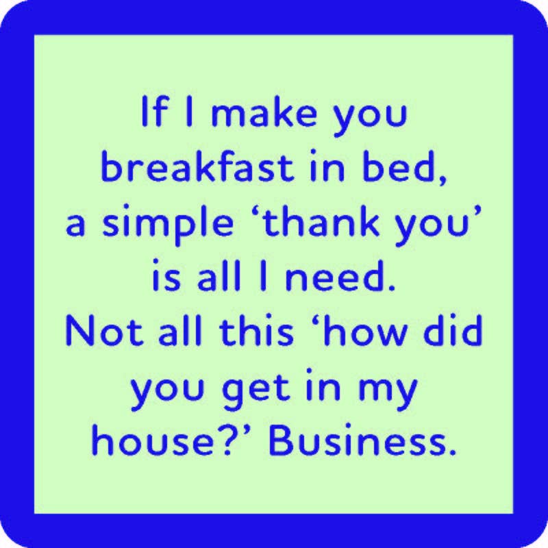 Drinks on Me coasters - Breakfast in Bed