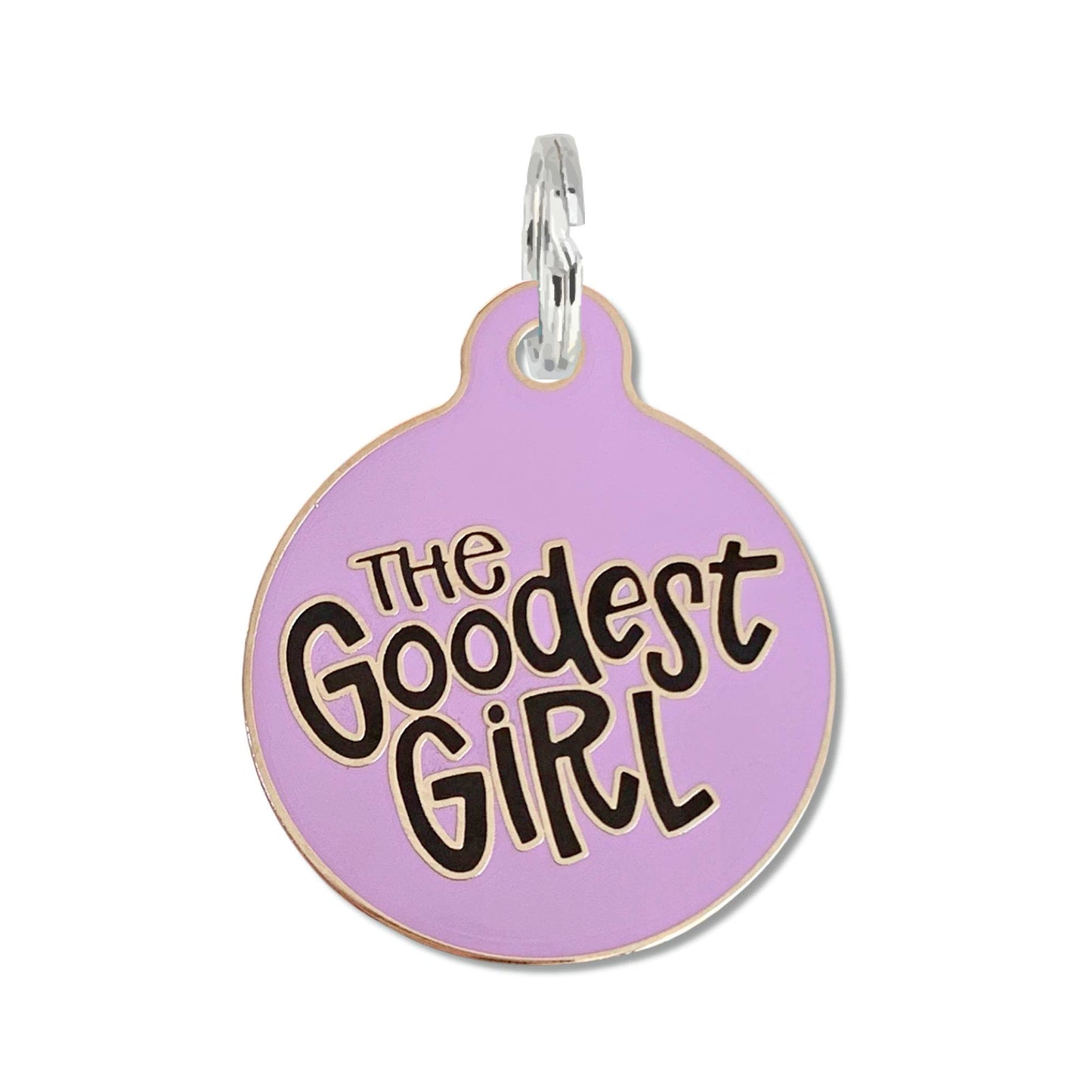 Bad Tags - PURPLE -The Goodest Girl - Dog Tag Collar Charm or Pet ID Tag