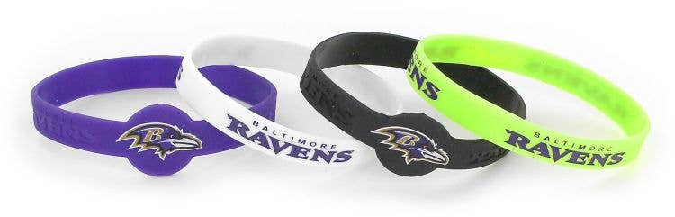 Aminco USA - NFL Baltimore Ravens Silicone Bracelets, 4-Pack
