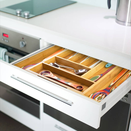 Totally Bamboo - Expandable Bamboo Flatware and Utensil Drawer Organizer