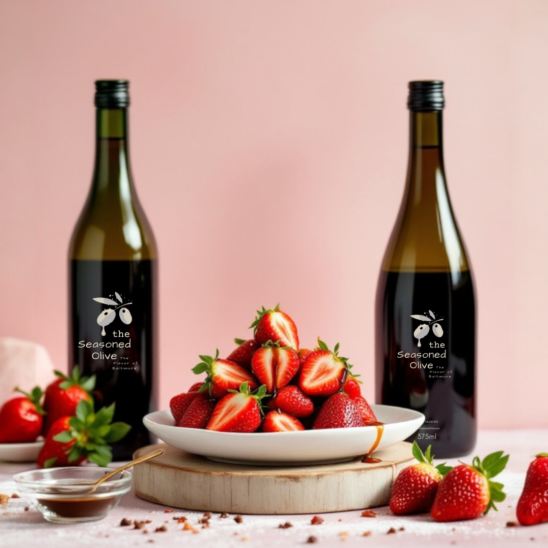 Spicy Chocolate Balsamic Drizzle Over Strawberries
