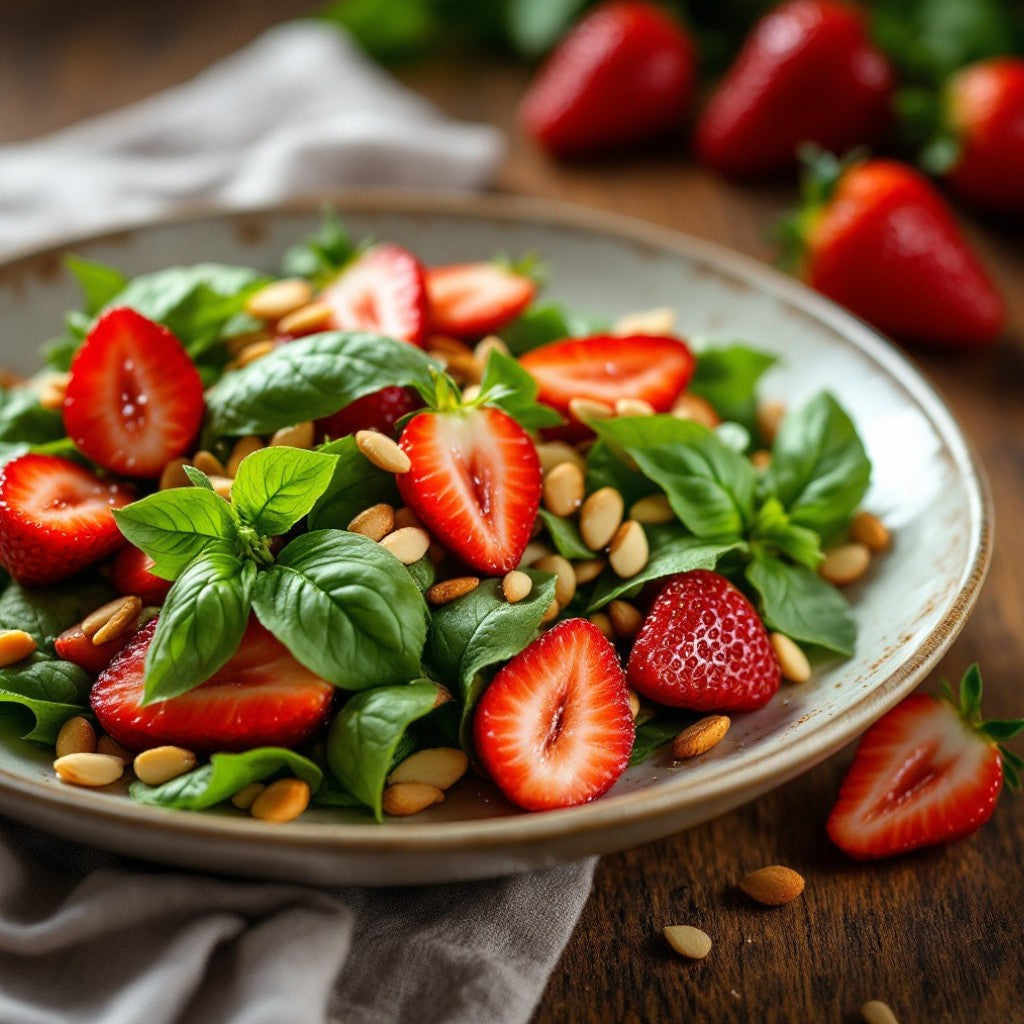 Strawberry Basil Salad with Honey Ginger Balsamic Dressing