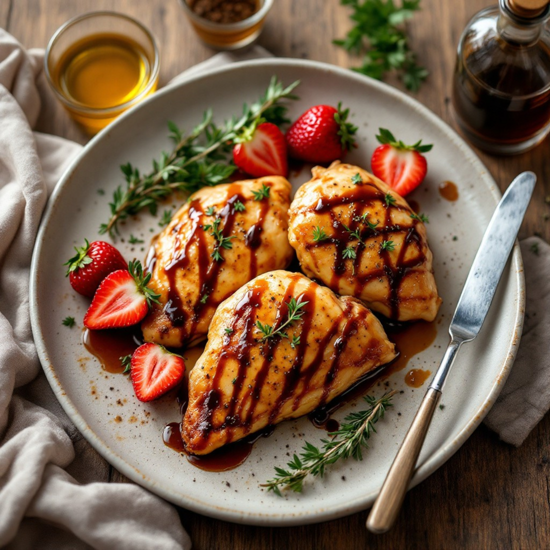 Strawberry Vanilla Balsamic Glazed Chicken