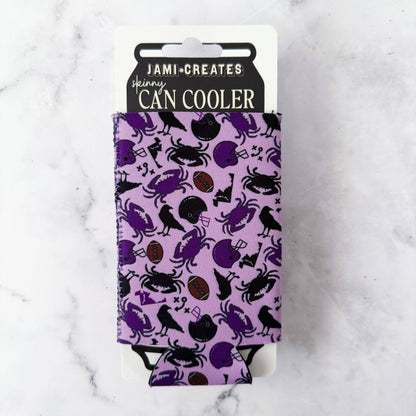 Jami Creates -Skinny Baltimore Ravens Football Patterned Skinny Can Cooler Koozie