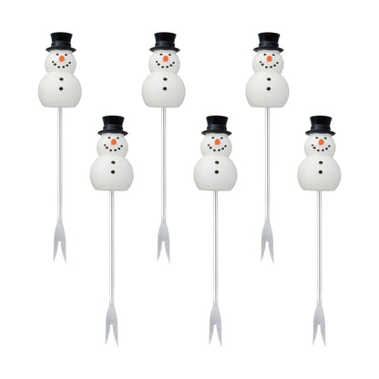 6-Piece Snowman Cocktail Pick Set