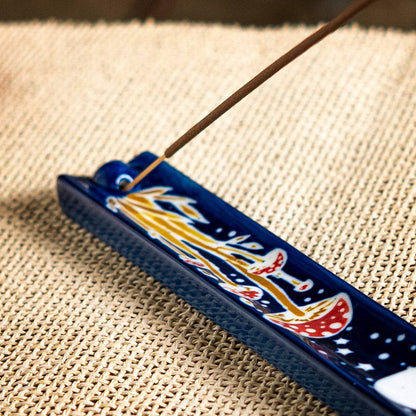 Handpainted Toadstool Ceramic Incense Holder