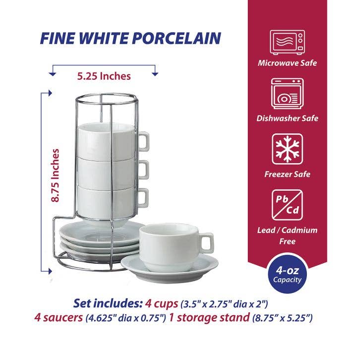 HIC Kitchen Stackable Espresso Mug Set