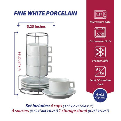 HIC Kitchen Stackable Espresso Mug Set
