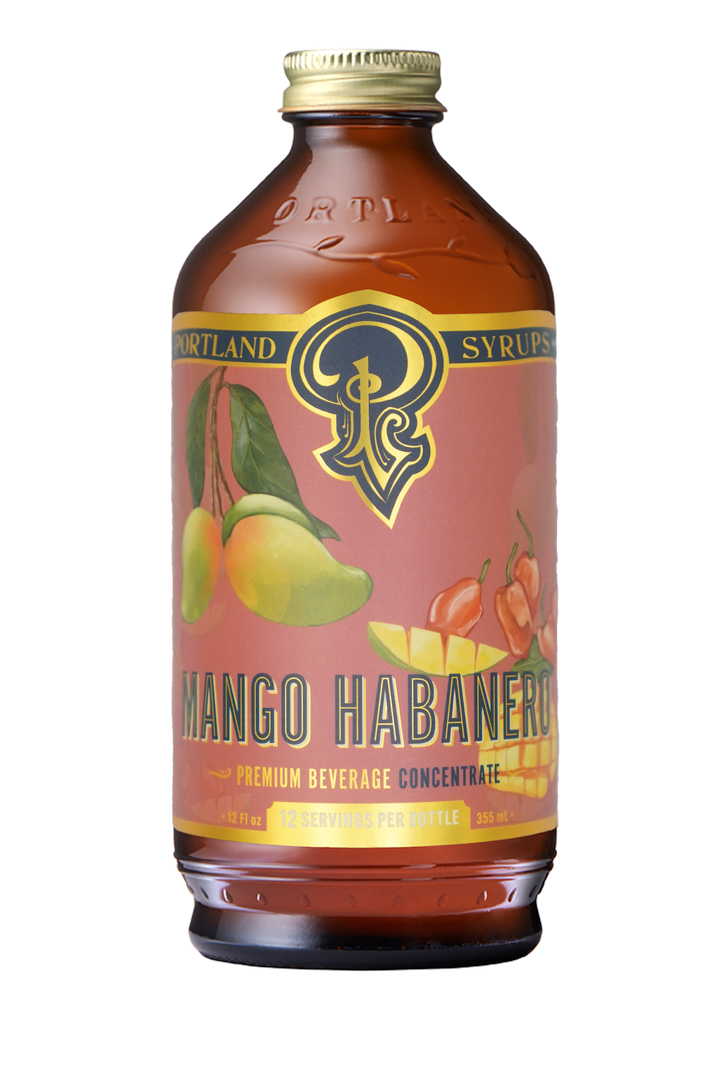 Portland Syrups | Mango Habanero Syrup 12oz  - cocktail / mocktail drink mixer