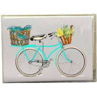 Teal Bike Crabs & Corn Boxed Note Cards