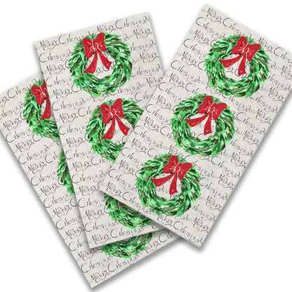 Christmas Wreath with Red Bow Guest Towel