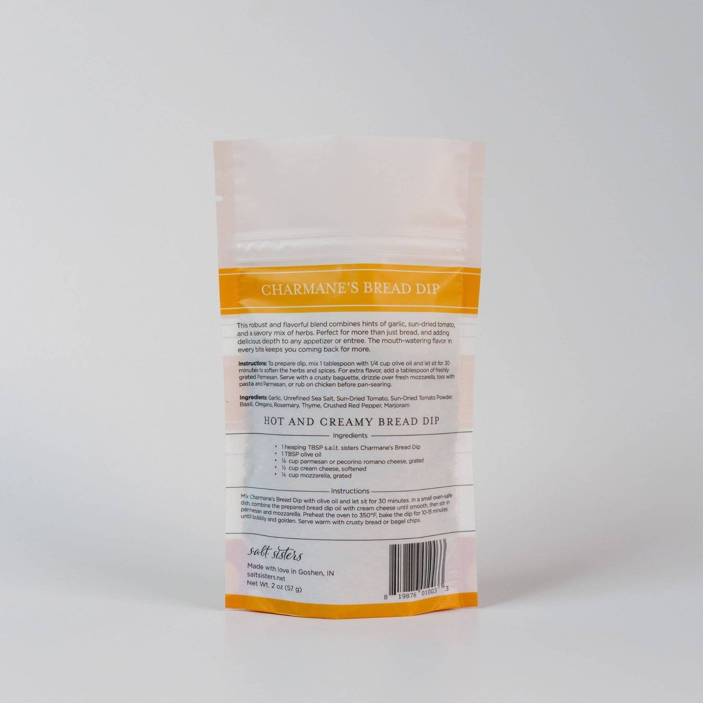 Salt Sisters - Dip Seasoning Mix - Charmane’s Bread Dip - Packaged Weights: 2 oz
