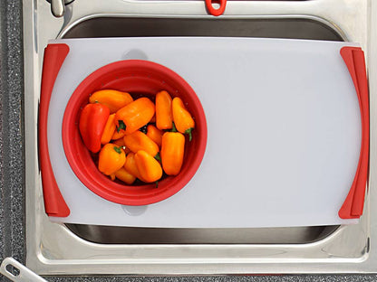 Dexas - Over The Sink Strainer Board: White / Gray / 12.5"x22.75"