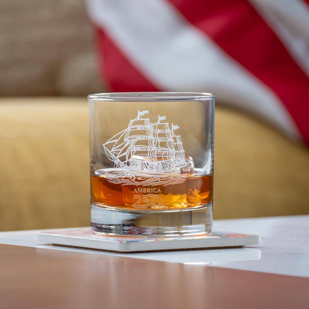America250™ Tall Ship 10oz On the Rocks Whiskey Glass