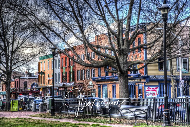 Jeff Cohen 10x13 Unframed Prints Canton Square with Benches
