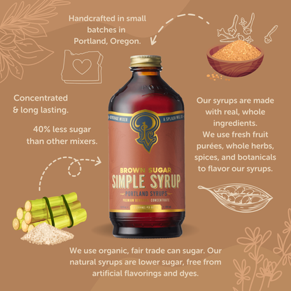Portland Syrups | Brown Sugar Simple Syrup 12 oz - Mixed Drinks & Coffee Syrup