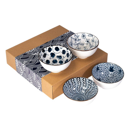Nippon Blue 4-Piece 10 oz 4.5" Rice Bowl Gift Set