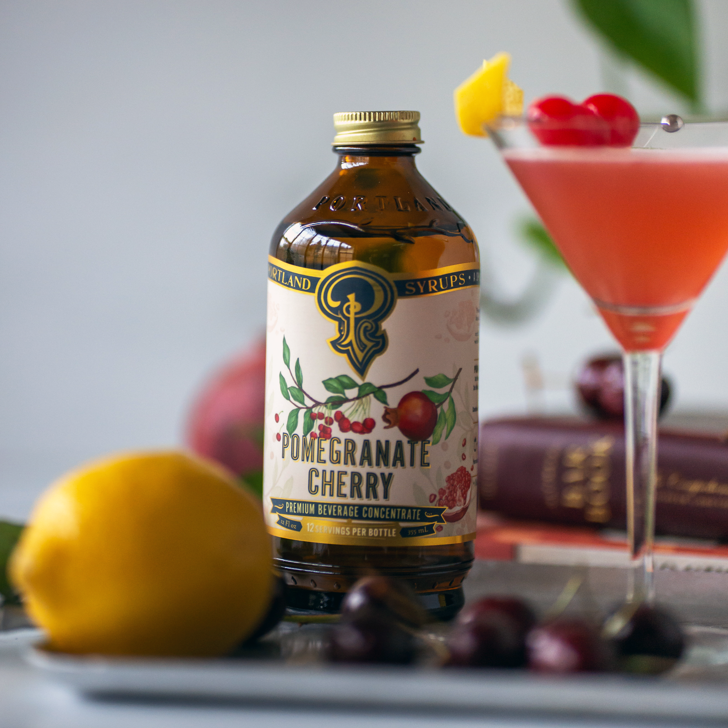 Portland Syrups | Pomegranate Cherry Syrup 12oz - Cocktail/Mocktail Mixer