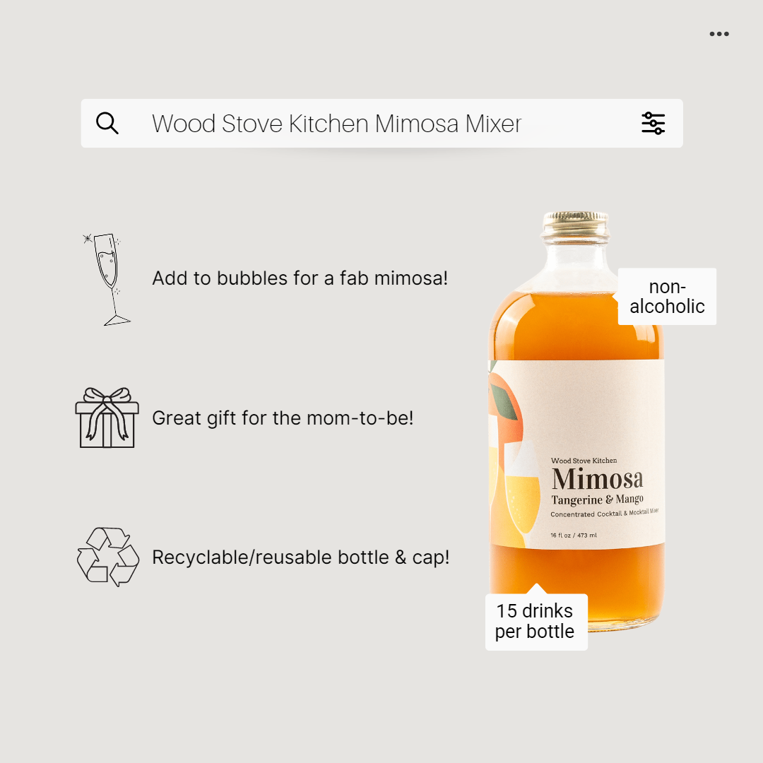 Wood Stove Kitchen-Mimosa Mixer w/ Tangerine & Mango for Cocktails and Mocktails, 16 fl oz