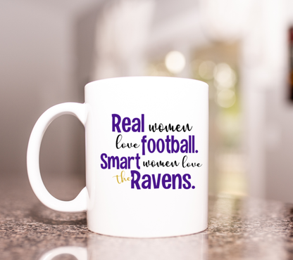 Colorful Creek Studio - Baltimore Ravens sports mug, Real Smart Women Love Football
