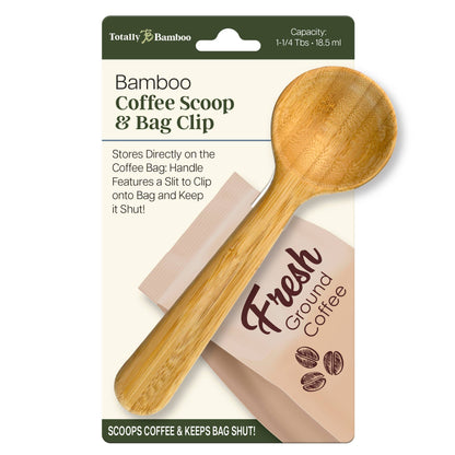 Bamboo Coffee Scoop with Built-In Bag Clip