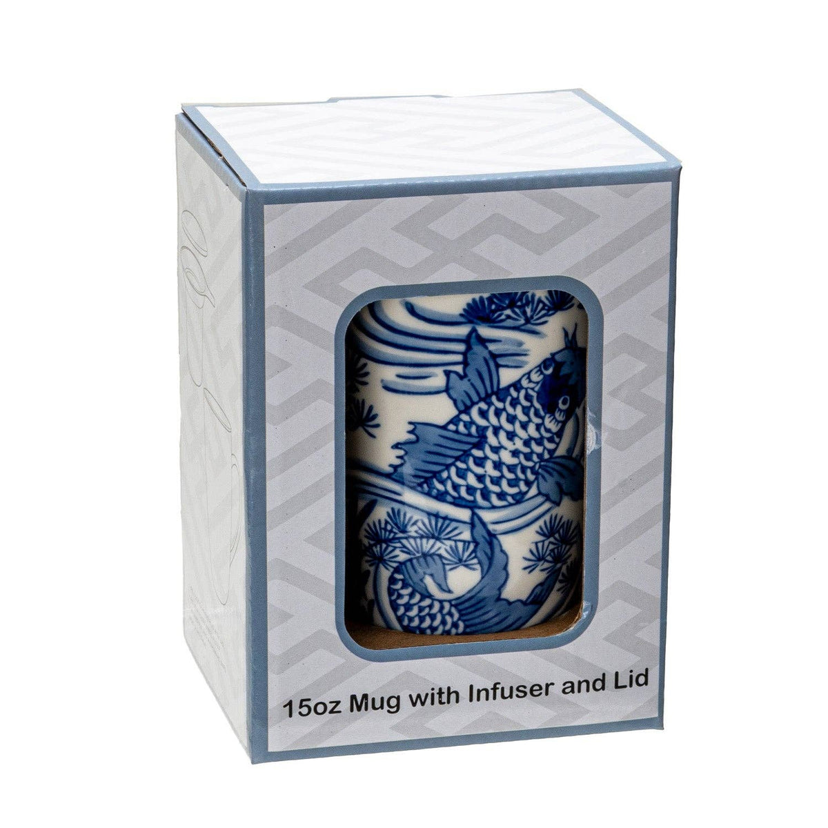 Koi Fish Design 15 oz Tea Mug with Lid &amp; Infuser