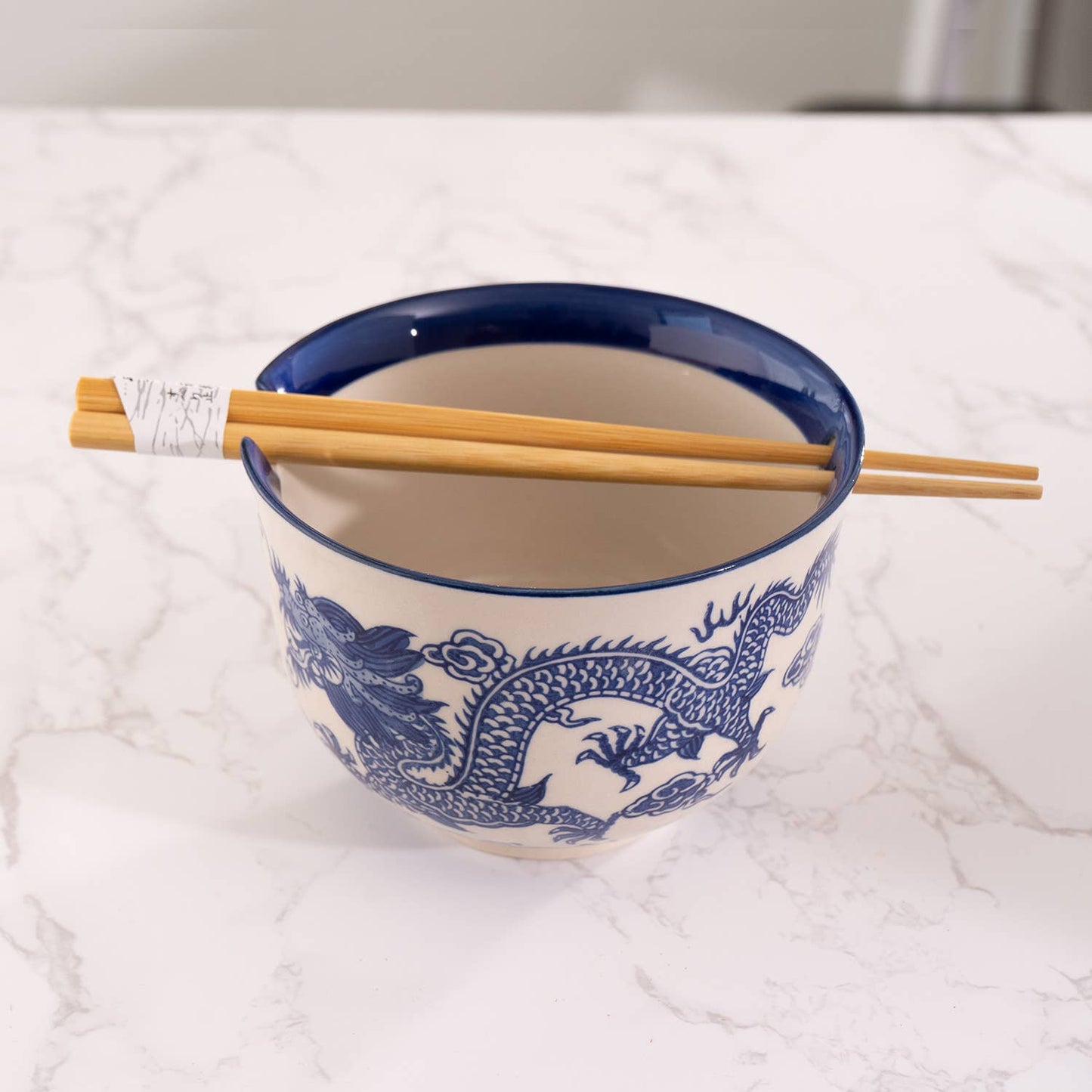 Blue Dragon Bowl With Chopsticks Set