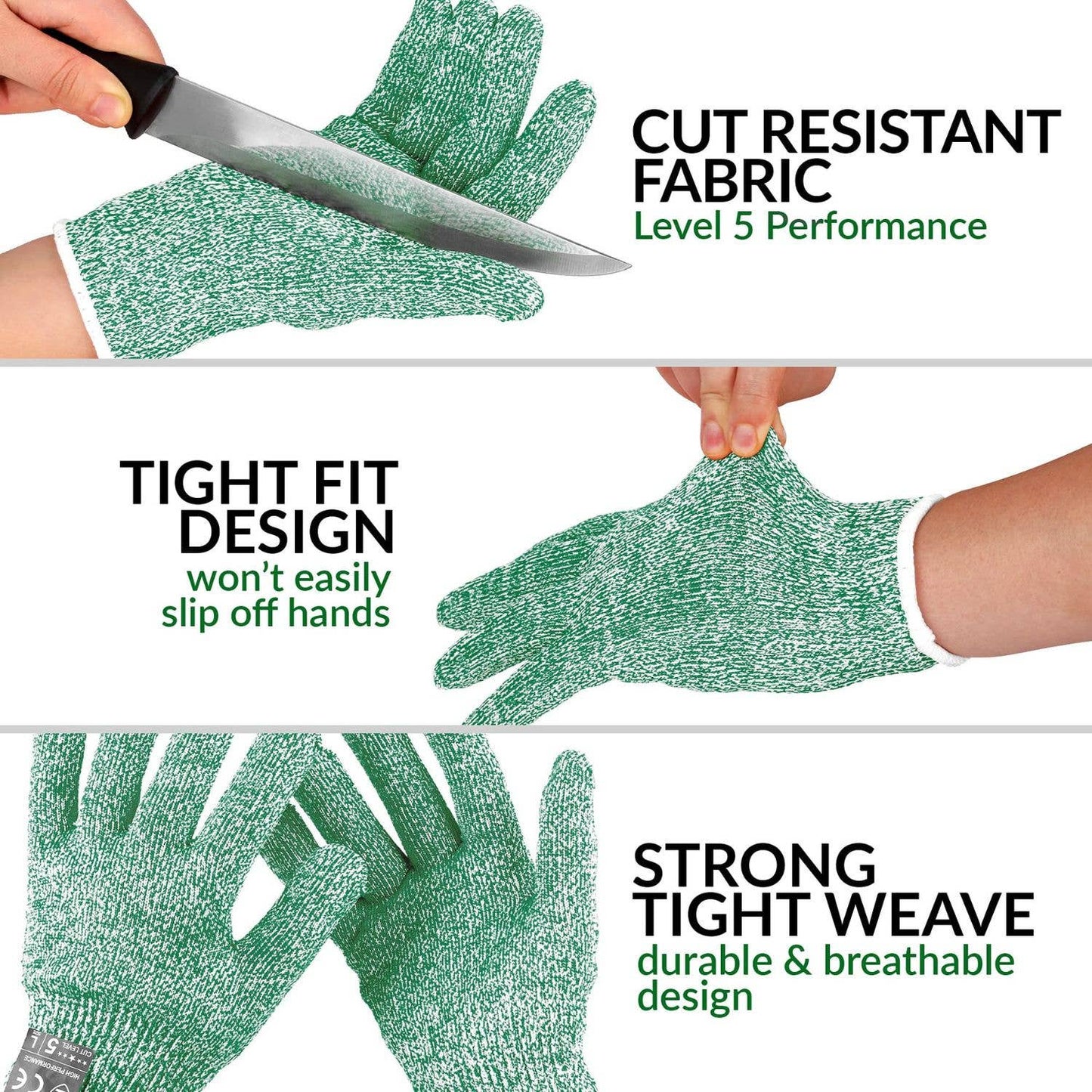 Zulay Kitchen - Cut Resistant Gloves Level 5 Protection - Large: Gray