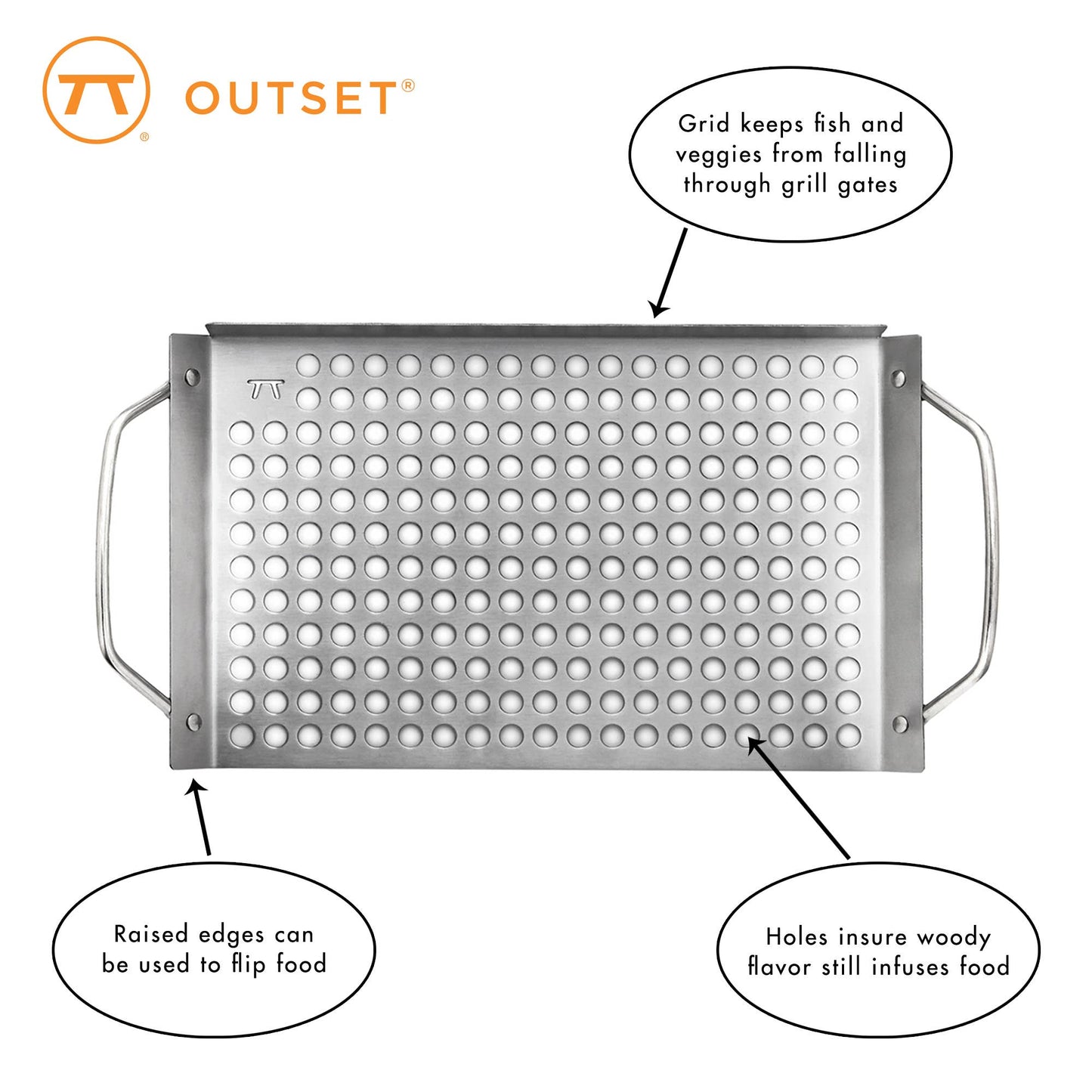 Fox Run Brands - Outset Stainless Steel Grill Topper Grid, 11" x 7"