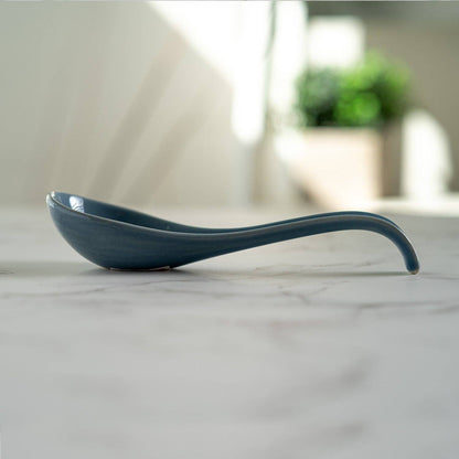 5.9" Porcelain Soup Spoon Blue