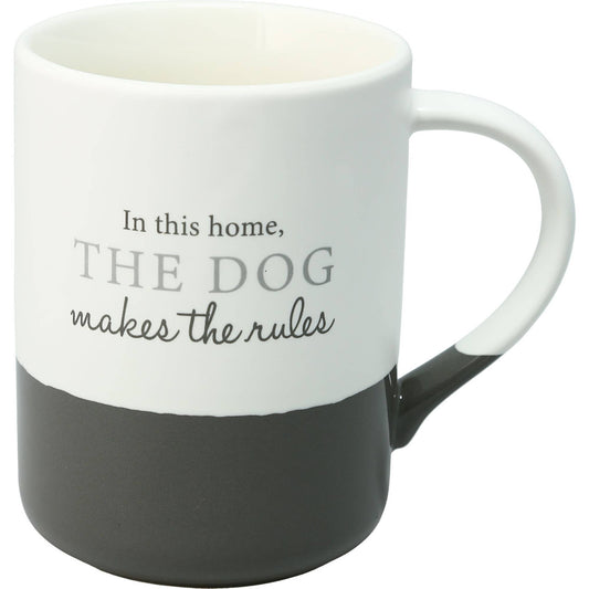 A stylish 18 oz stoneware mug with the sentiment "The Dog" printed on the front, featuring a modern design, large ergonomic handle, and a sleek finish. Perfect for dog lovers and pet enthusiasts.