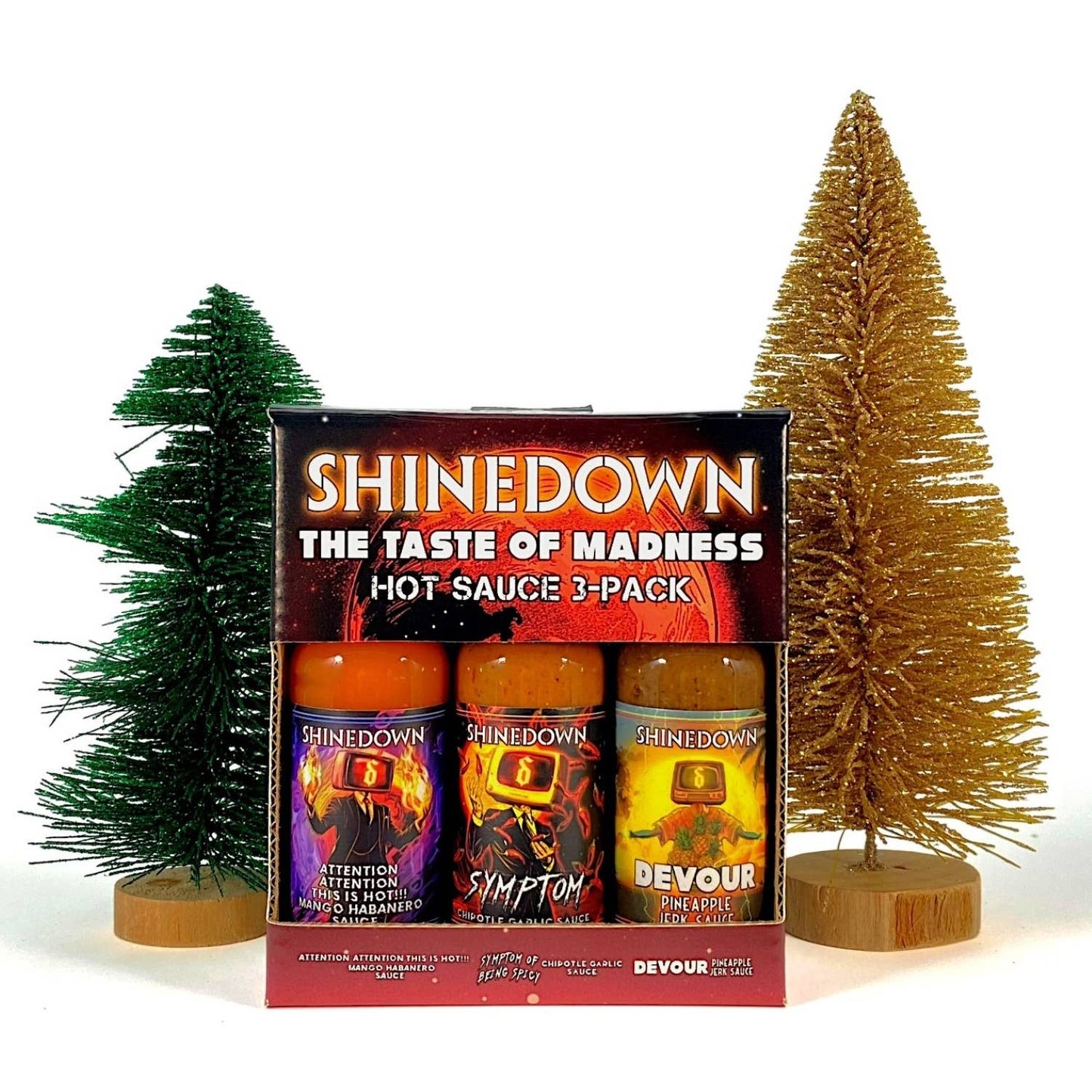 TorchBearer Sauces - Shinedown MINI 3-pack - 3 1.75oz bottles + box