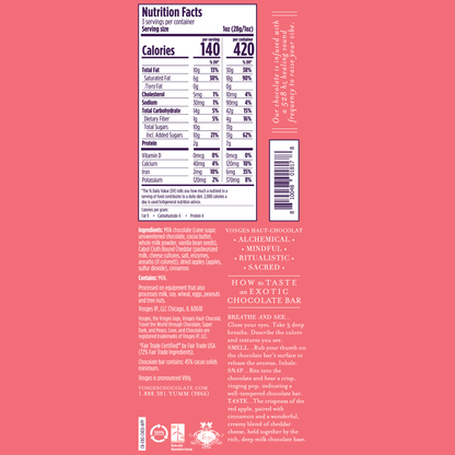 Vosges | Milk Chocolate Bar w/ Cheddar Cheese, Apples & Cinnamon - Seasonal Small Batch