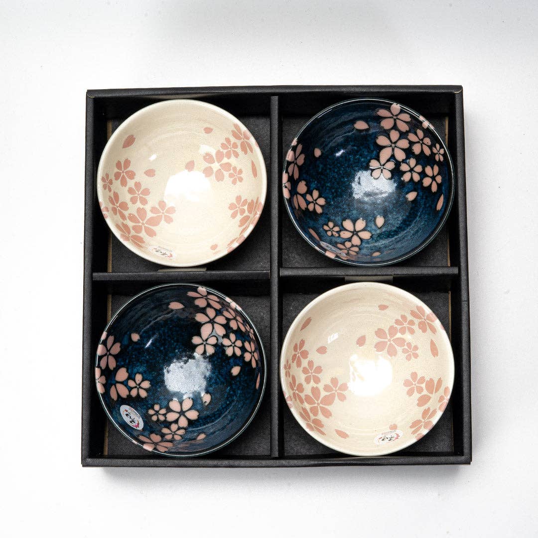 4 Piece Rice Bowl Gift Set Hasui Sakura Cherry Blossom