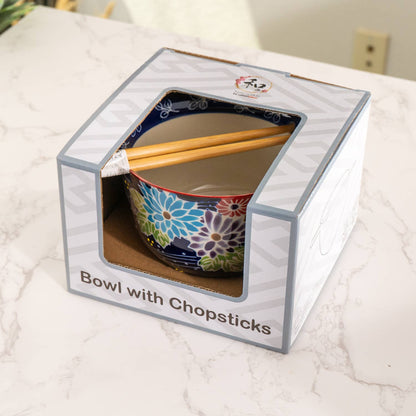 Flora Mix Bowl With Chopsticks Set