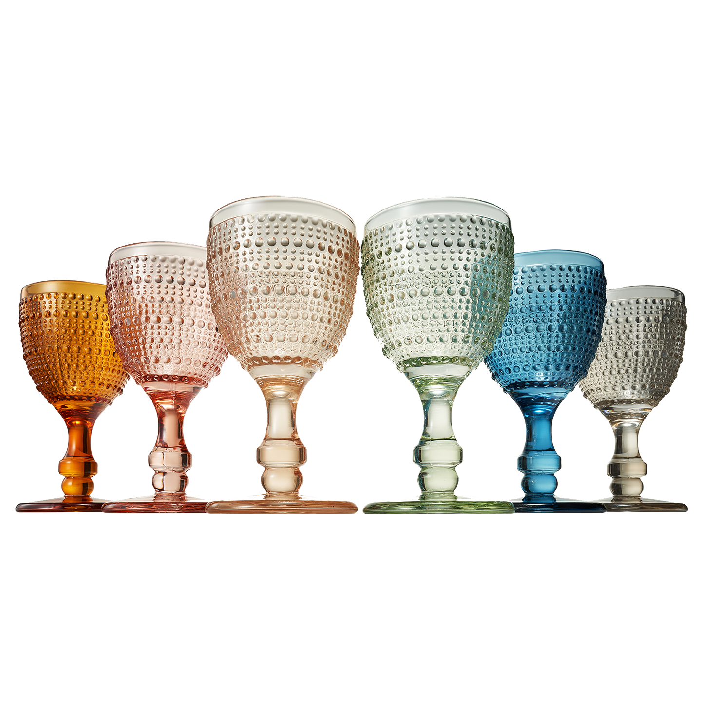 The Wine Savant- Beaded Goblet Wine Drinking Glasses Set | Set of 6 | 14.8 OZ