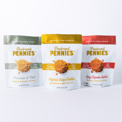 Piedmont Pennies - Spicy Chipotle Cheddar Cheese Crackers, Pouches