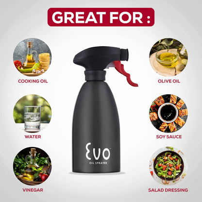 Evo Stainless Steel Oil Sprayer – 16oz Black
