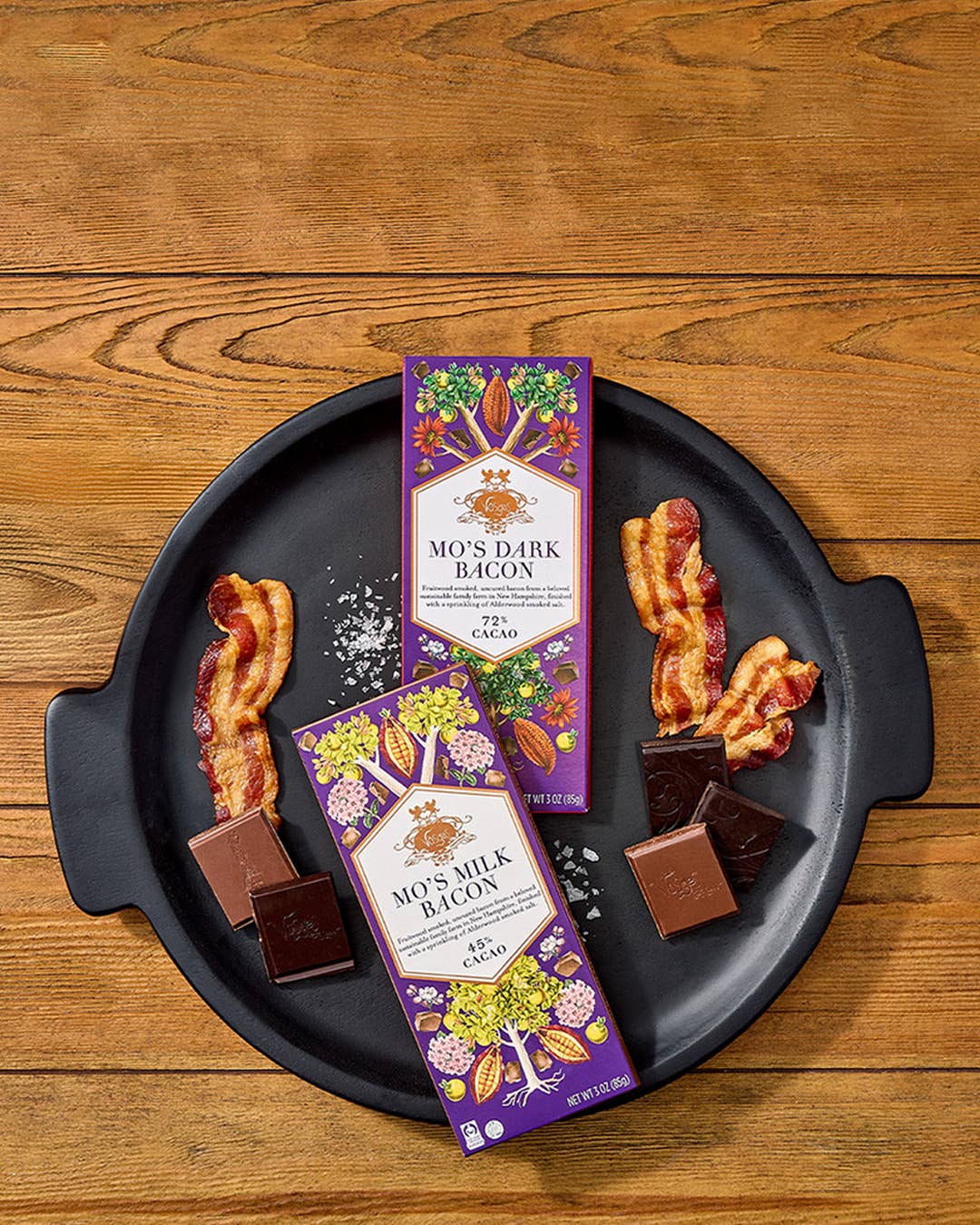 Mo's Milk Chocolate Smoked Bacon & Salt Bar: 45% Cacao