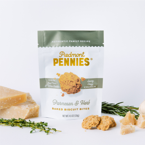 Piedmont Pennies - Parmesan & Herb Cheese Crackers, Medium Pouches