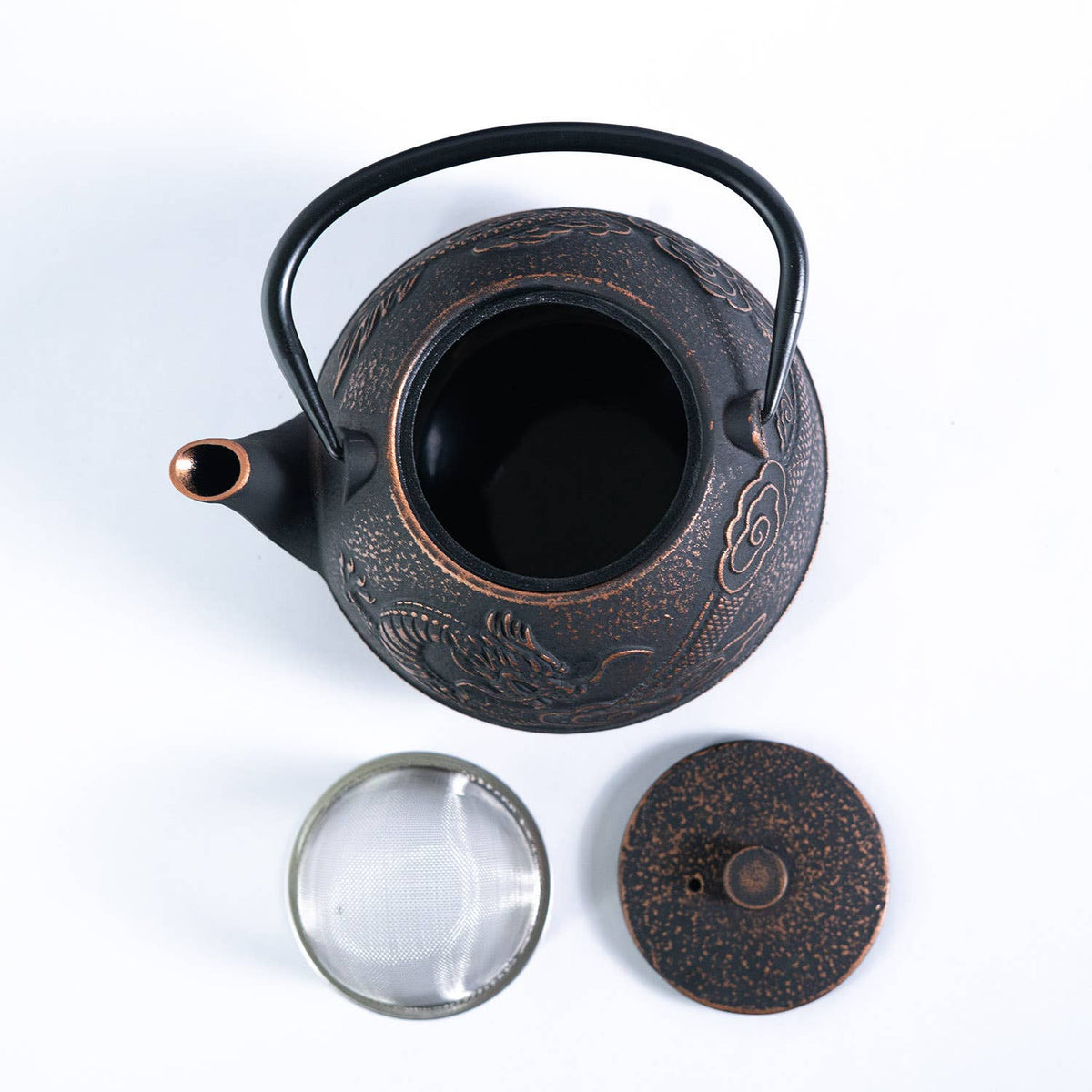 Bronze Dragon Design 40oz Cast Iron Tea Pot