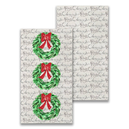 Christmas Wreath with Red Bow Guest Towel